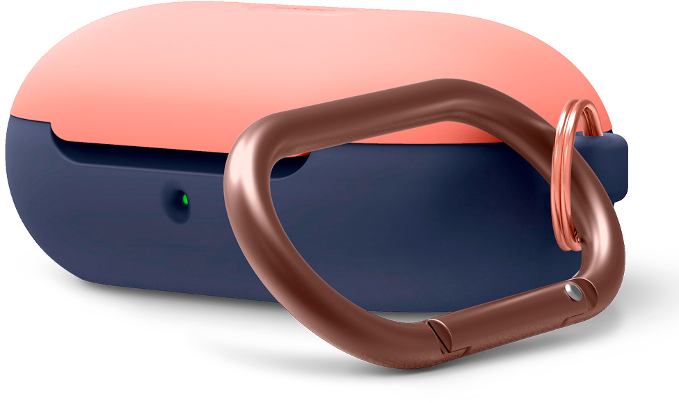 

Silicone Hang Case для Galaxy Buds | Buds+ с карабином, силикон голубой/персиковый